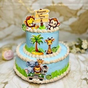Blue Jungle Safari Cake by Bakers Home Bengaluru