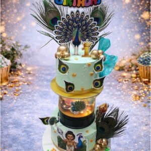 Colorful Tiered Cake with Animal Topper by Bakers Home Bengaluru