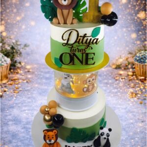 Colorful Tiered Cake with Animal Topper II by Bakers Home Bengaluru