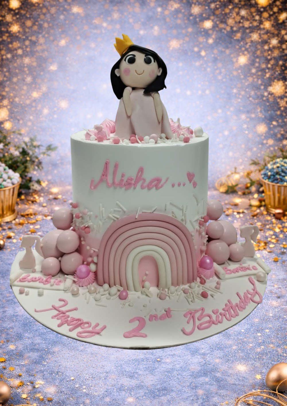 Elegant Floral Cake with Figure by Bakers Home Bengaluru