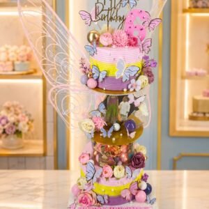 Elegant Pink and Floral Tiered Cake by Bakers Home Bengaluru