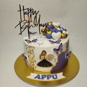 Elegant Purple Floral Birthday Cake by Bakers Home Bengaluru