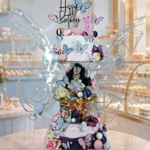 Elegant White and Blue Tiered Cake by Bakers Home Bengaluru