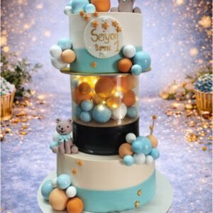Elegant White and Blue Tiered Cake II by Bakers Home Bengaluru