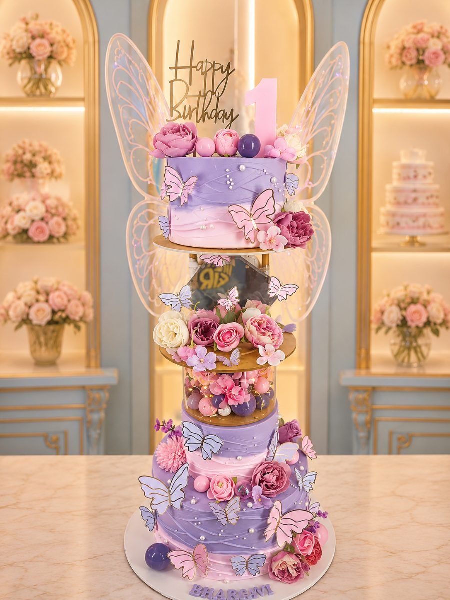 Elegant White and Floral Tiered Cake by Bakers Home Bengaluru