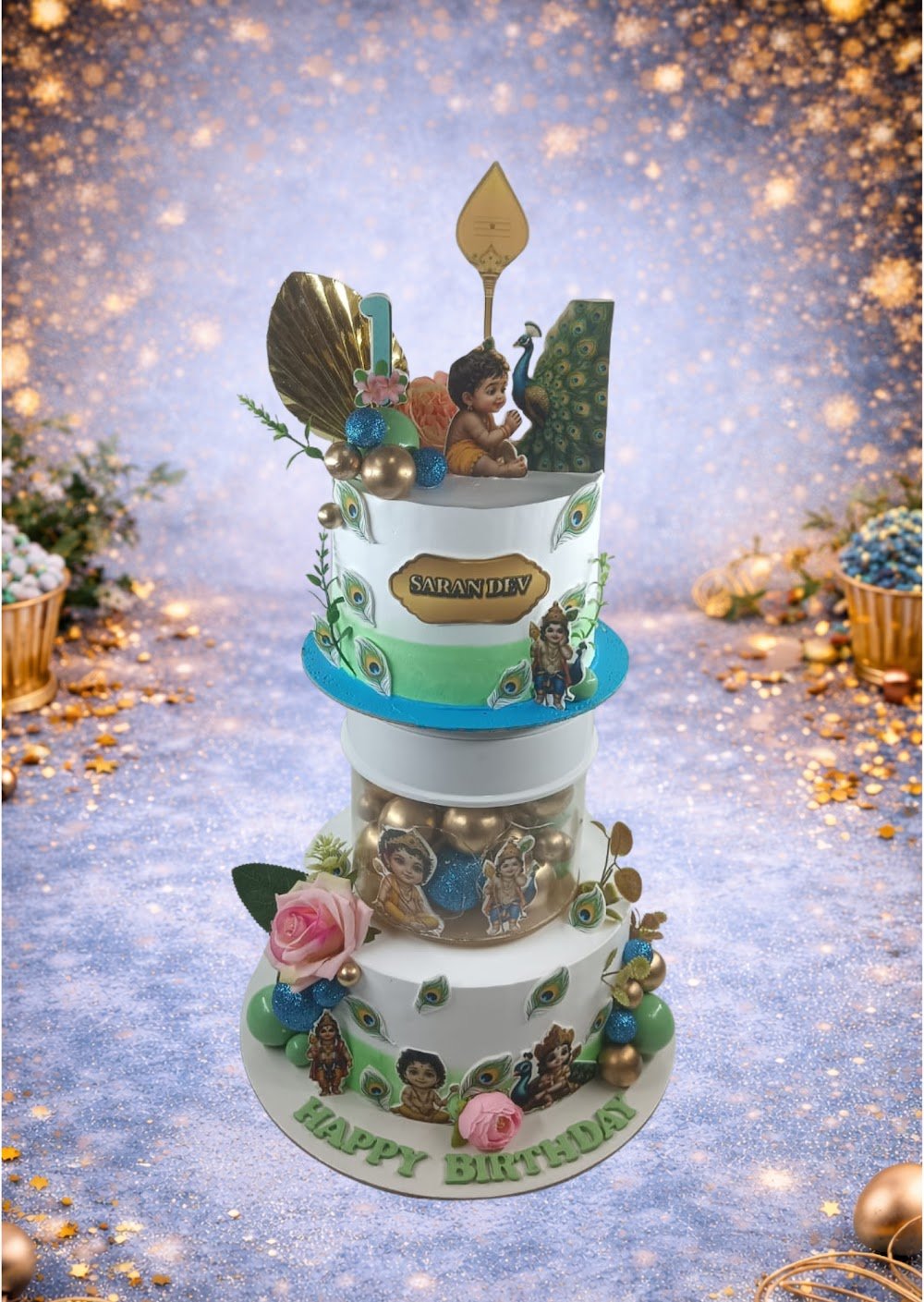 Elegant White and Floral Tiered Cake II by Bakers Home Bengaluru