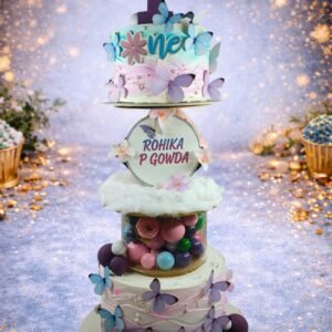 Elegant White and Gold Tiered Cake II by Bakers Home Bengaluru