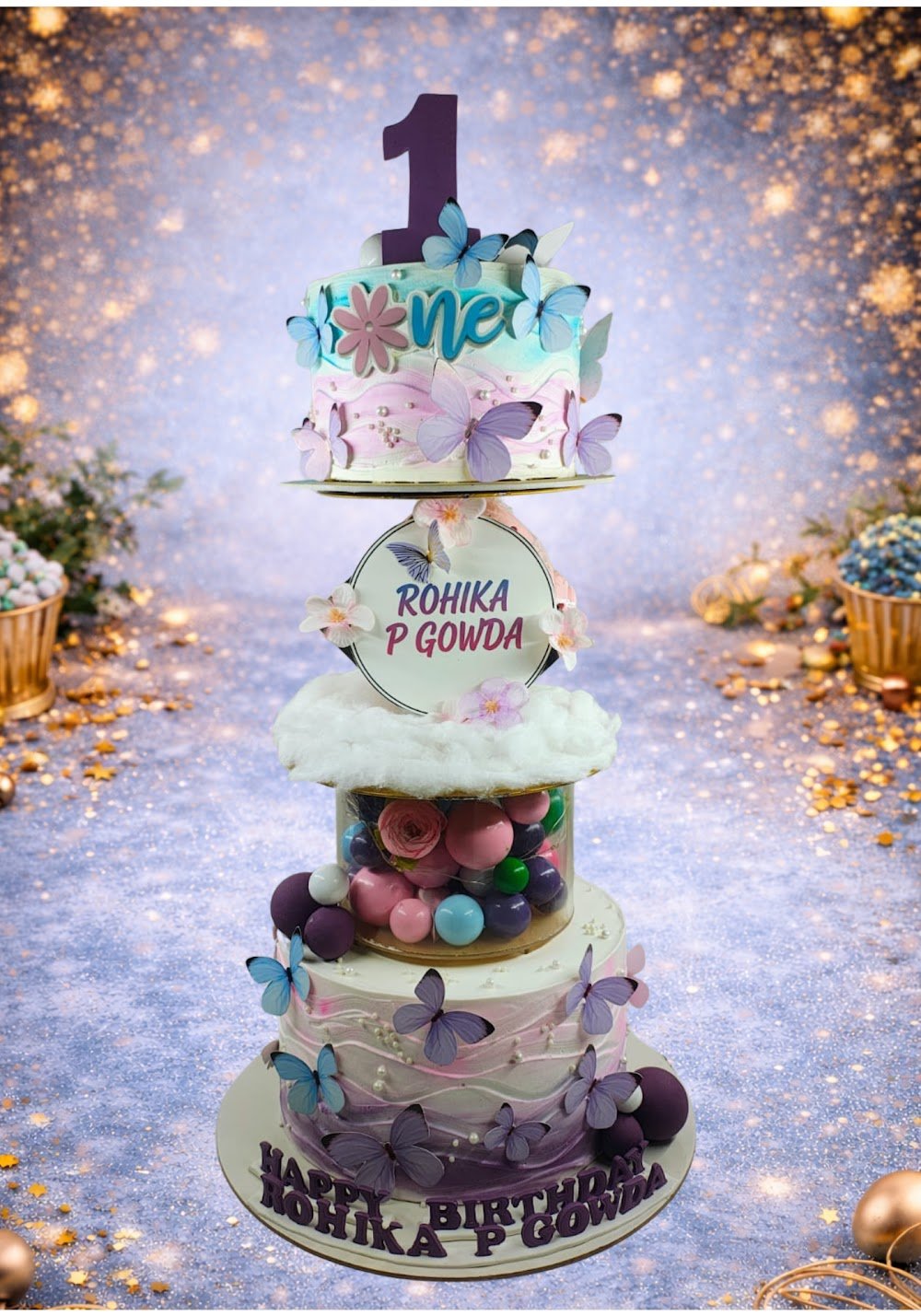 Elegant White and Gold Tiered Cake II by Bakers Home Bengaluru