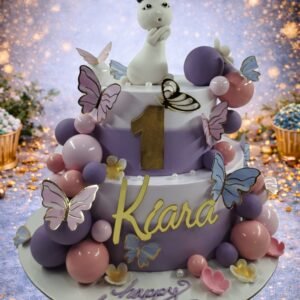 Floral Cake with Bunny and Rainbow by Bakers Home Bengaluru