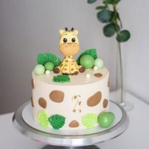 Giraffe and Leaves Minimalist Cake by Bakers Home Bengaluru