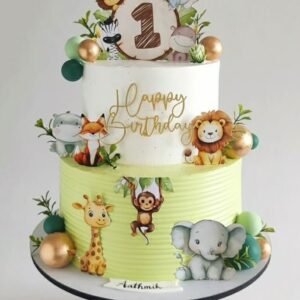 Gold and Green Safari Cake by Bakers Home Bengaluru