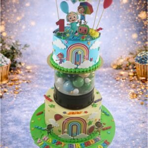 Green Tiered Cake with Floral Accents by Bakers Home Bengaluru