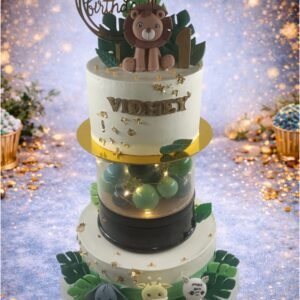 Green Tiered Cake with Floral Accents II by Bakers Home Bengaluru