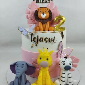 Jungle Cake with Elephant and Floral Accents by Bakers Home Bengaluru