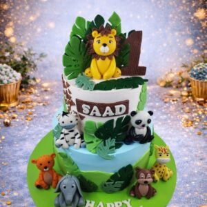 Jungle Cake with Giraffe and Green Leaves II by Bakers Home Bengaluru