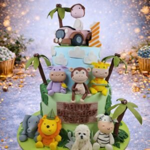Jungle Cake with Lion and Giraffe by Bakers Home Bengaluru