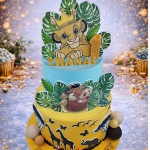 Jungle Cake with Lion and Green Leaves by Bakers Home Bengaluru