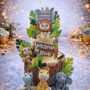 Jungle Cake with Monkey and Giraffe by Bakers Home Bengaluru