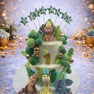 Jungle Safari Cake with Lion and Monkey by Bakers Home Bengaluru