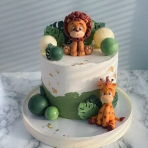 Lion and Giraffe Two Tier Safari Cake by Bakers Home Bengaluru
