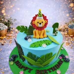 Lion Jungle First Birthday Cake by Bakers Home Bengaluru