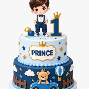 Little Prince and Car First Birthday Cake by Bakers Home Bengaluru