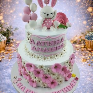 Pastel Floral Bunny Cake by Bakers Home Bengaluru