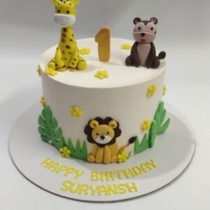 Pastel Safari First Birthday Cake by Bakers Home Bengaluru