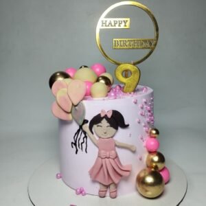 Pink Doll and Balloons Birthday Cake by Bakers Home Bengaluru