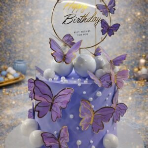 Purple Floral Butterfly Theme Cake by Bakers Home Bengaluru