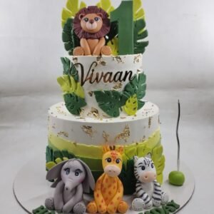 Safari Adventure Cake with Animals and Number Topper by Bakers Home Bengaluru