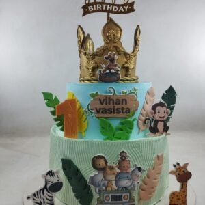Safari Animal Cake with Monkey and Giraffe by Bakers Home Bengaluru