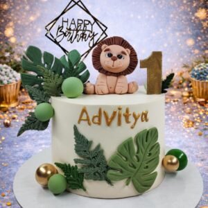 Safari Animal First Birthday Cake by Bakers Home Bengaluru