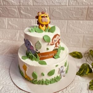 Safari Animal Second Birthday Cake by Bakers Home Bengaluru