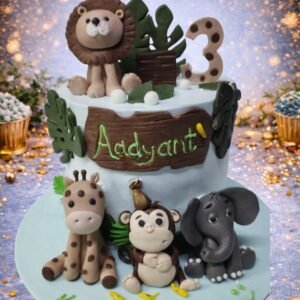 Safari Animals Two Tier Cake by Bakers Home Bengaluru