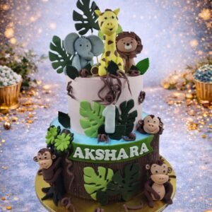 Safari Cake with Elephant and Giraffe by Bakers Home Bengaluru