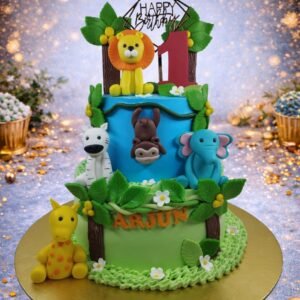 Safari Cake with Elephant and Monkey by Bakers Home Bengaluru