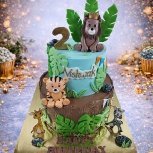 Safari Cake with Giraffe and Elephant by Bakers Home Bengaluru