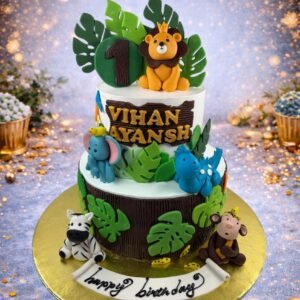 Safari Cake with Monkey and Giraffe by Bakers Home Bengaluru