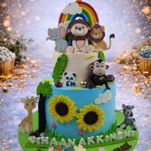 Safari Cake with Monkey and Sunflower by Bakers Home Bengaluru