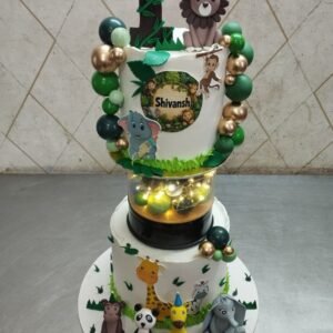 Safari First Birthday Cake with Lion and Number One by Bakers Home Bengaluru