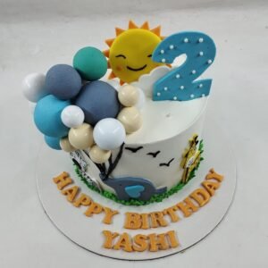Sun and Clouds Second Birthday Cake by Bakers Home Bengaluru