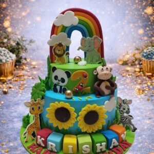 Sunflower Jungle Cake with Giraffe by Bakers Home Bengaluru