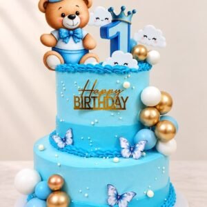 Teddy Bear and Giraffe Two Tier Birthday Cake by Bakers Home Bengaluru