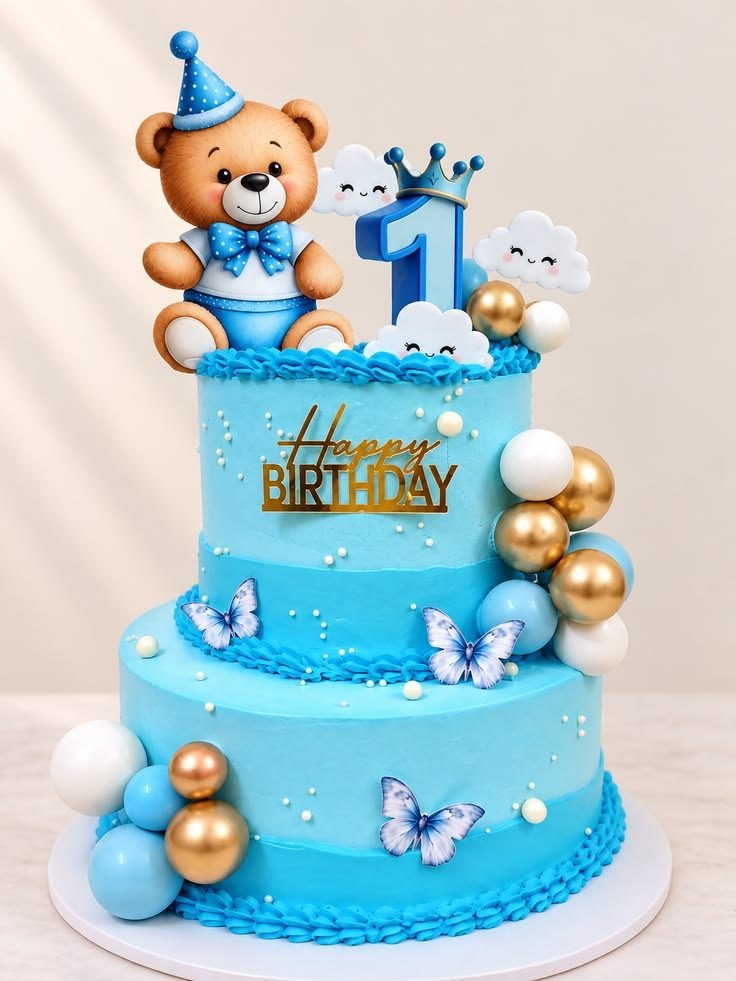 Teddy Bear and Giraffe Two Tier Birthday Cake by Bakers Home Bengaluru