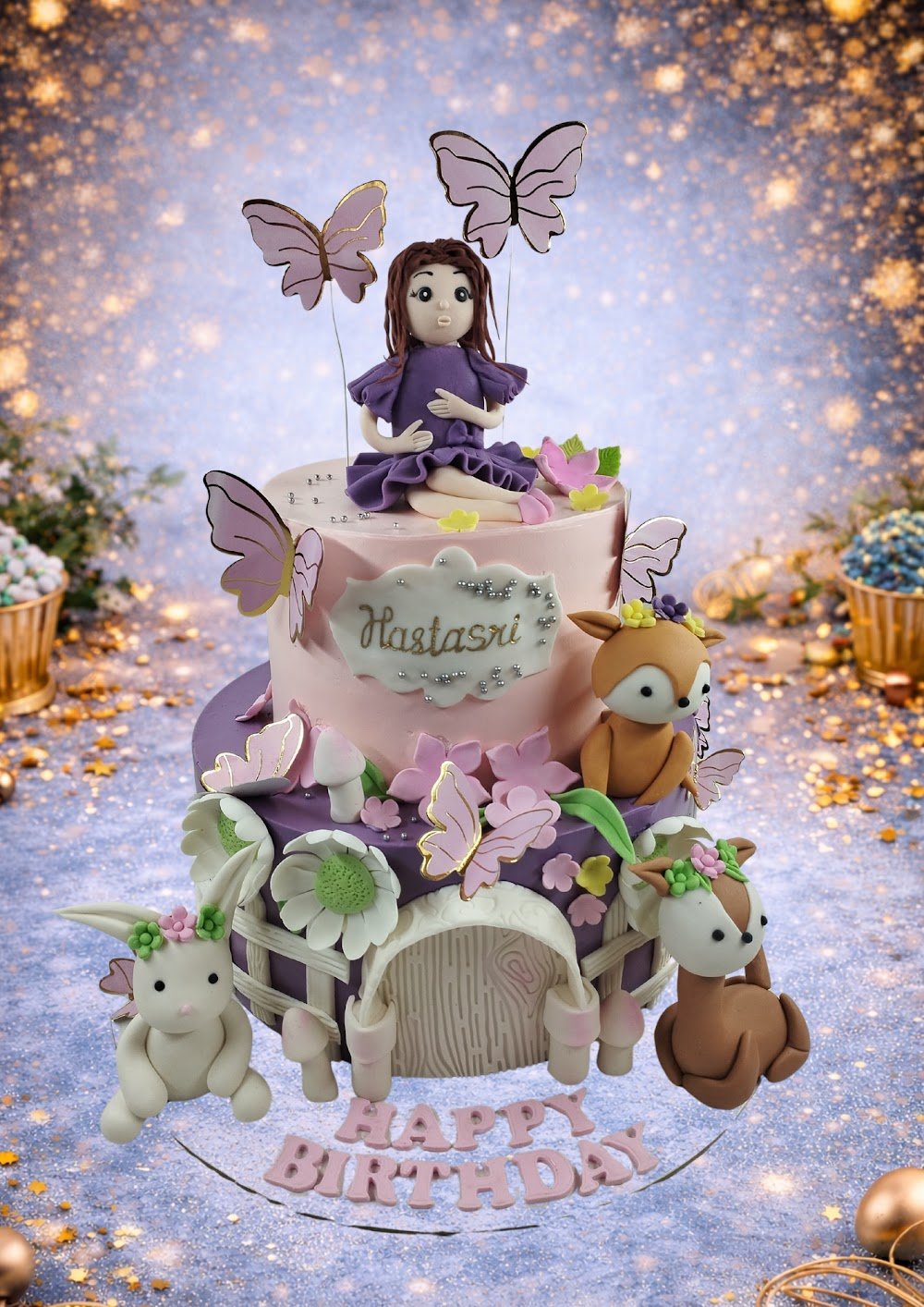 Whimsical Floral and Bunny Cake by Bakers Home Bengaluru