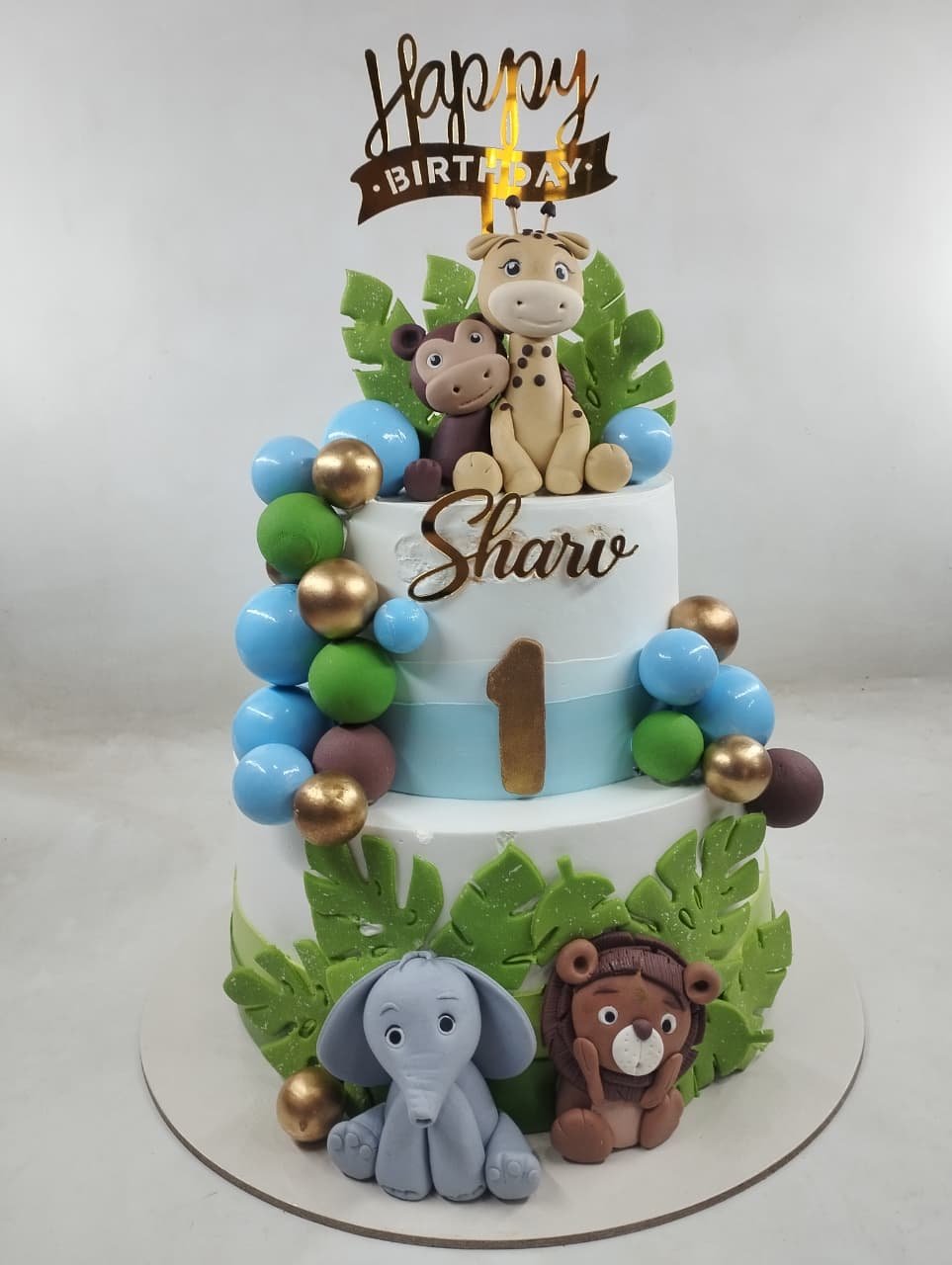 Woodland Animal Two Tier Cake by Bakers Home Bengaluru